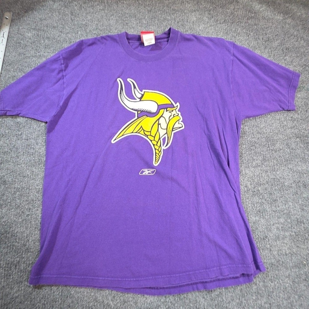 Minnesota Vikings Shirt Mens Large Purple NFL Football Logo Graphic Reebok Tee